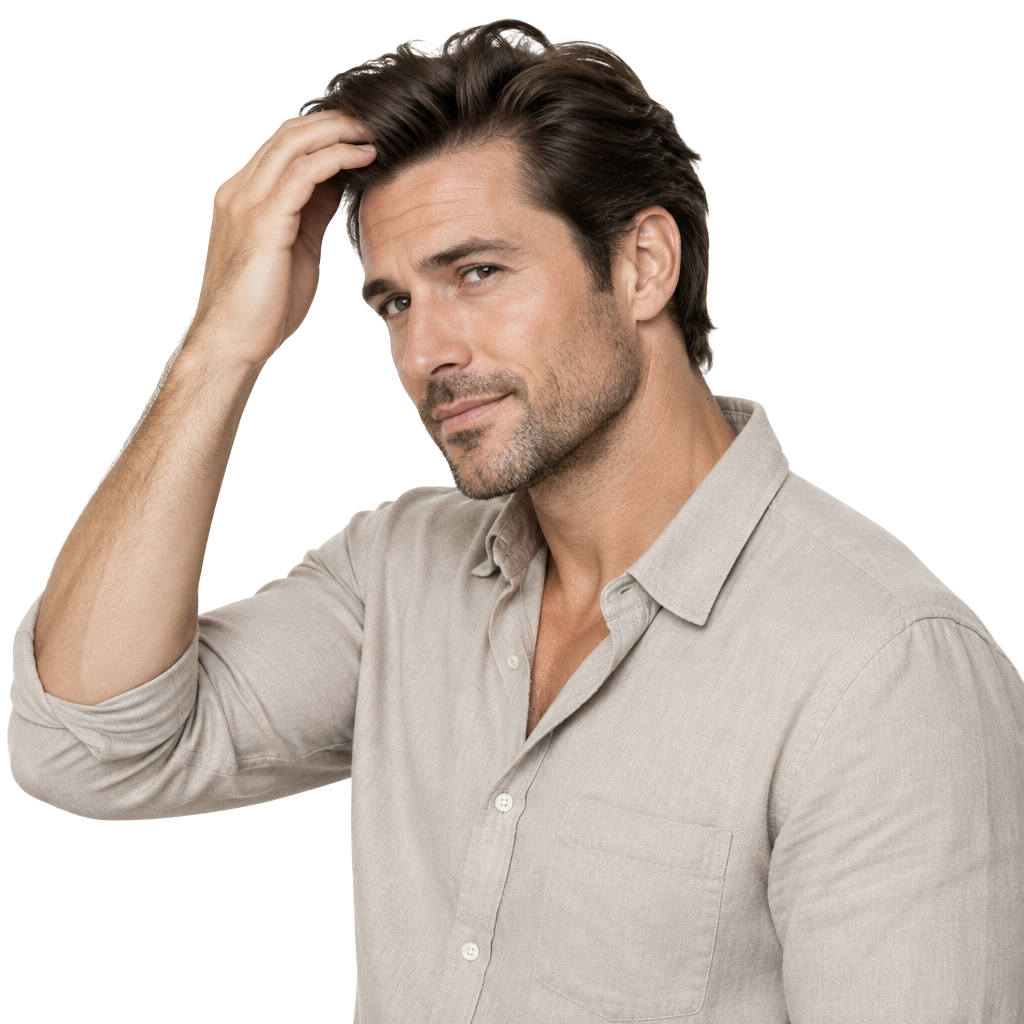 Fit man with healthy, full hair